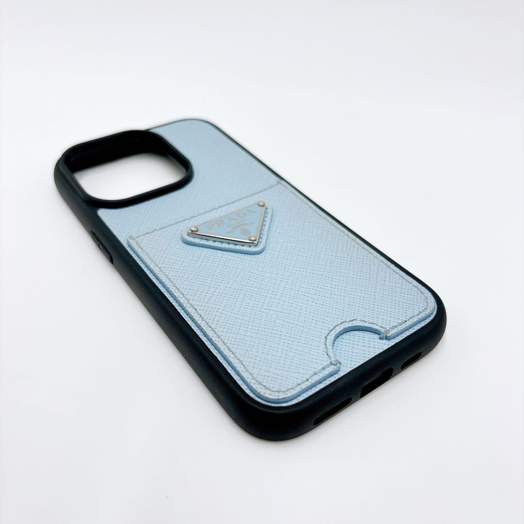 美品 ＊ PRADA サフィアーノ 三角ロゴ iPhone 14 pro ケース
