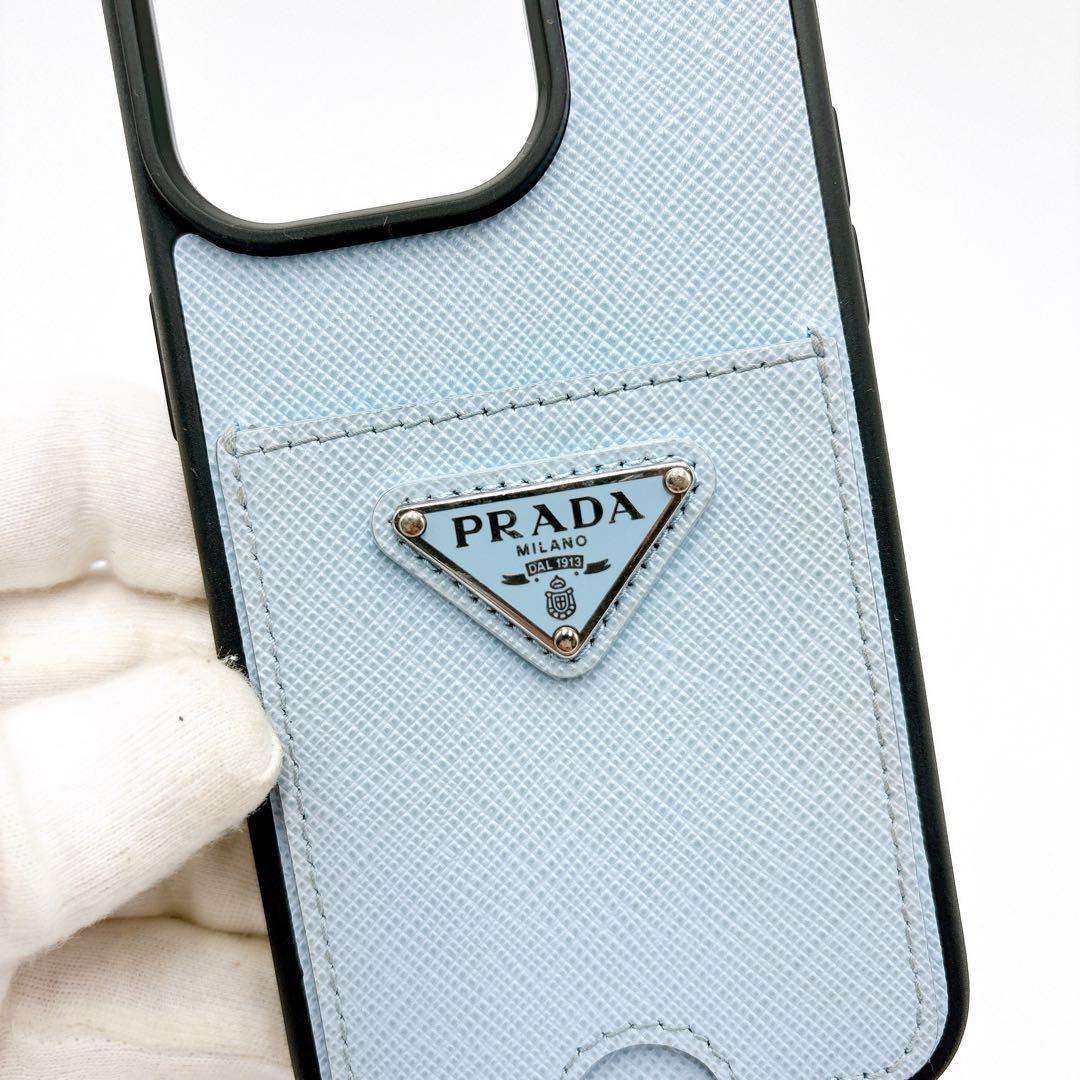 美品 ＊ PRADA サフィアーノ 三角ロゴ iPhone 14 pro ケース