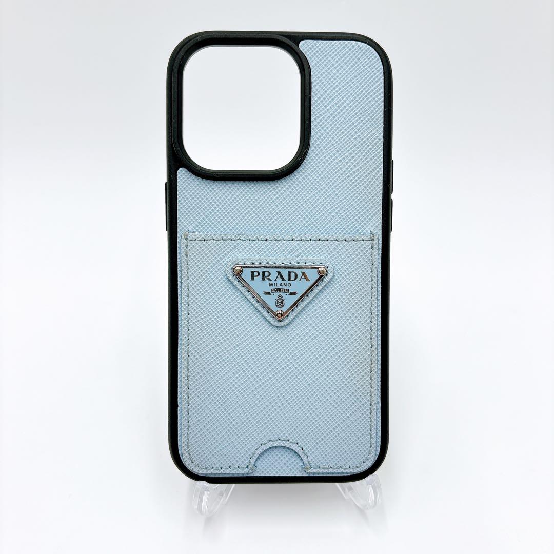 美品 ＊ PRADA サフィアーノ 三角ロゴ iPhone 14 pro ケース