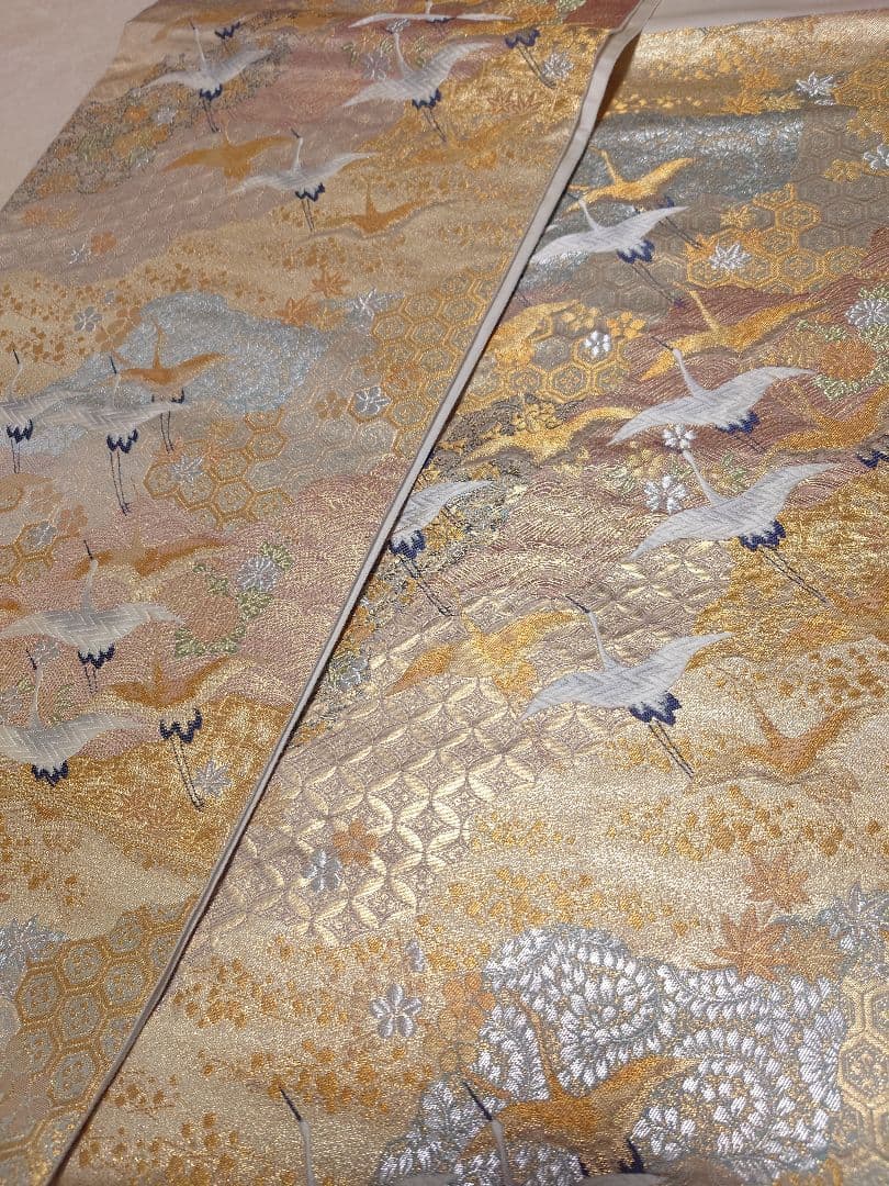 ○高級　袋帯　千羽鶴　フォーマル　正絹　鶴柄　入学式　卒業式　振袖