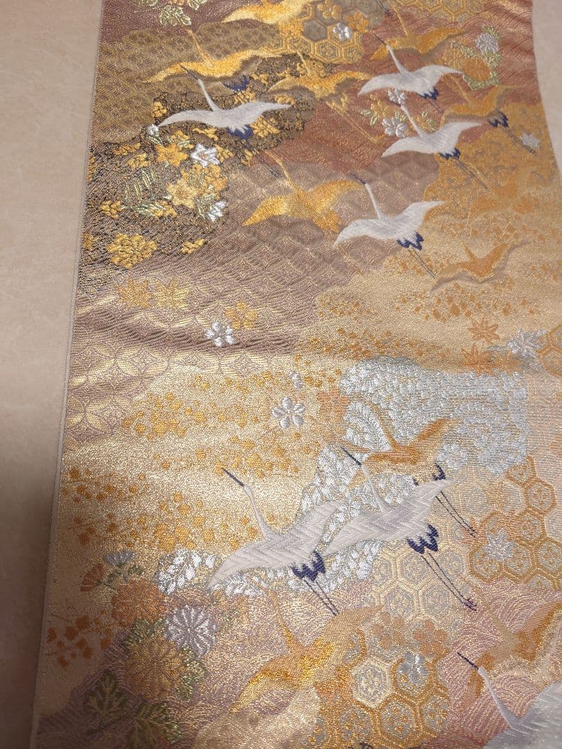 ○高級　袋帯　千羽鶴　フォーマル　正絹　鶴柄　入学式　卒業式　振袖