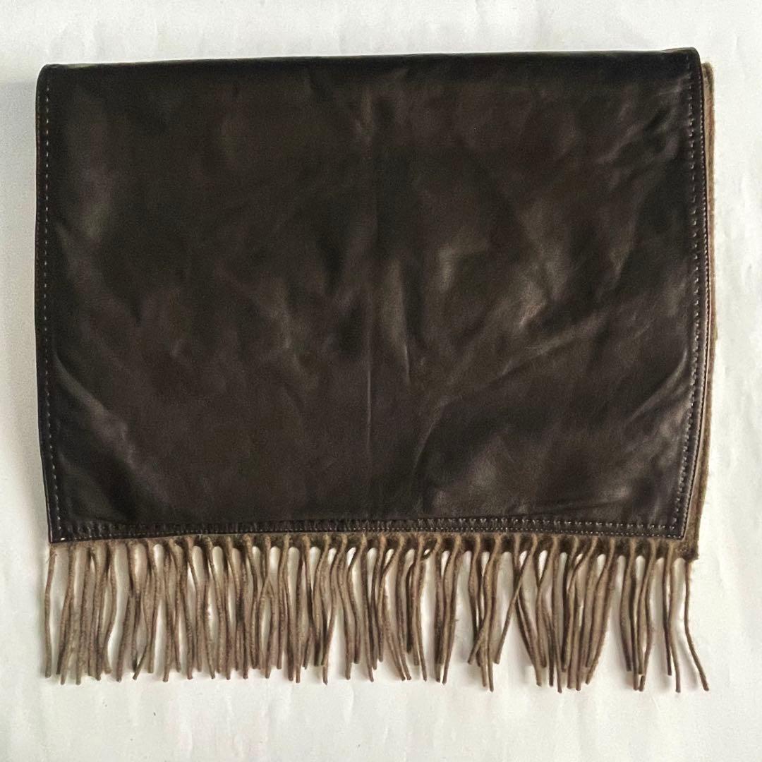 COLOMBO コロンボ カシミヤ100％ レザー マフラー リバーシブル