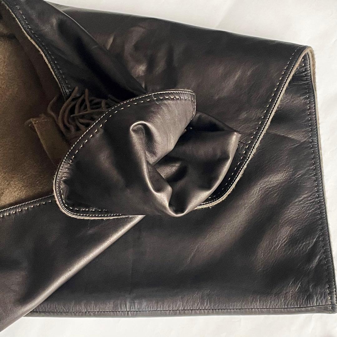 COLOMBO コロンボ カシミヤ100％ レザー マフラー リバーシブル