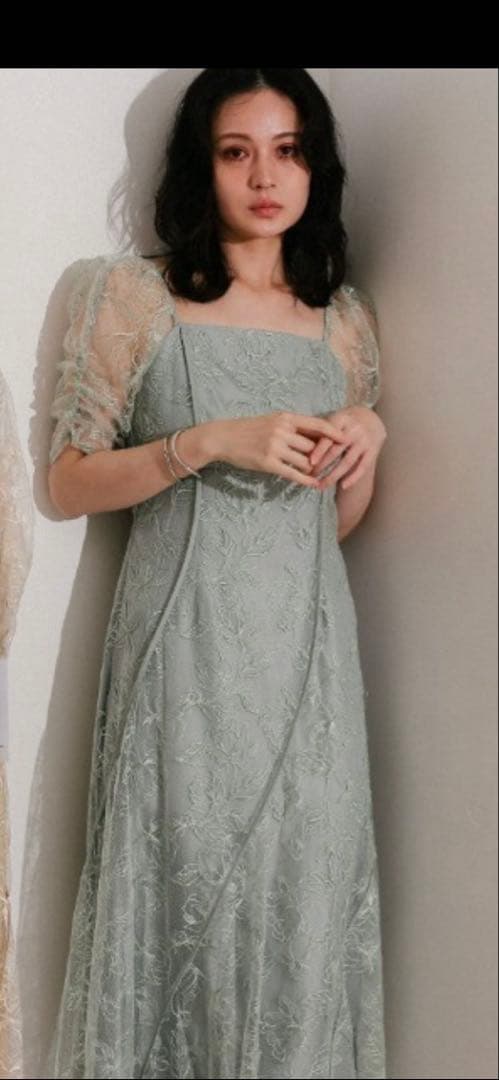 新品タグ付ANDRESD wave piping frare dress ミント