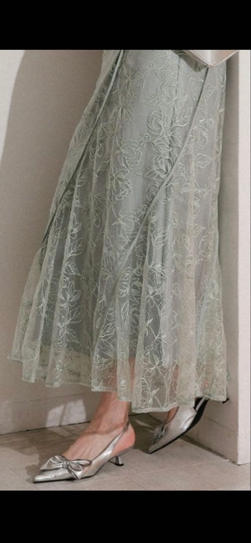 新品タグ付ANDRESD wave piping frare dress ミント