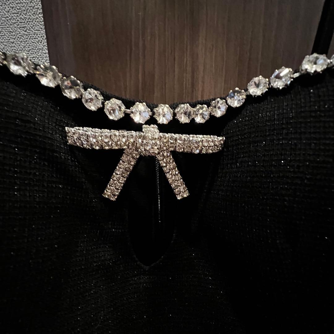 カットアウトビジューキャミソールドレス／jewels キャバドレス　s