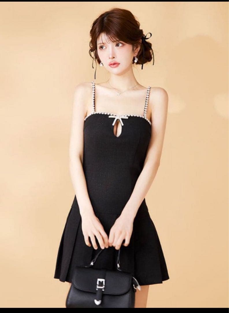 カットアウトビジューキャミソールドレス／jewels キャバドレス　s