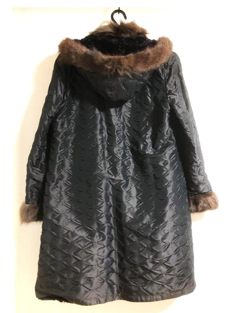 ウィーゼル セーブル シルク☆フード付き リバーシブル コート （株）北川☆１１