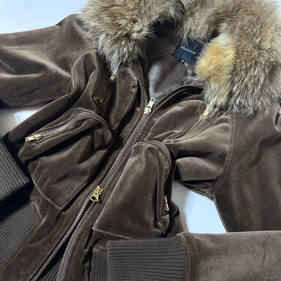 y2k ファー付きパーカー ベロア グランジ 平成ギャル