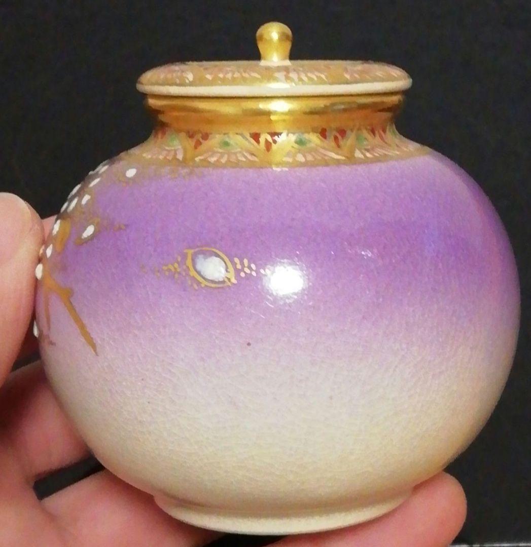 USER　新妻守作　江月窯　薩摩焼　花図　茶入　共箱　略歴付　茶道具