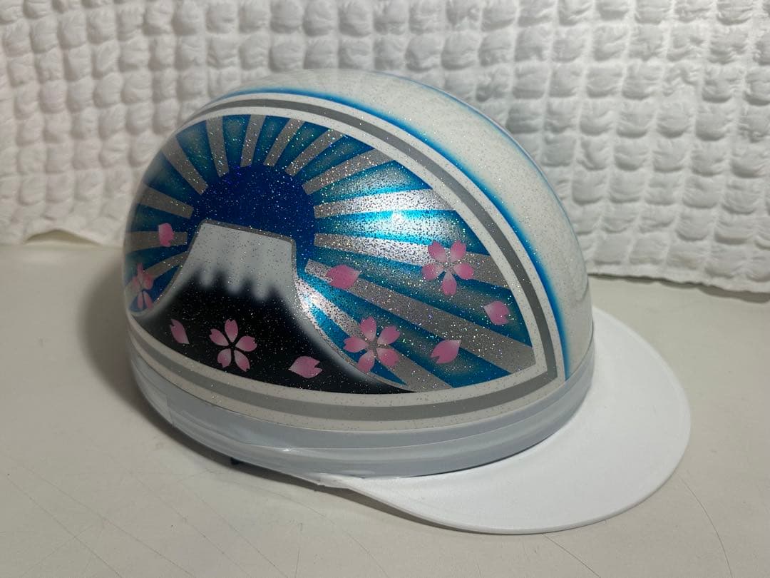 コルク半 富士日章 ファイヤーパターン 7色ラメ 水色