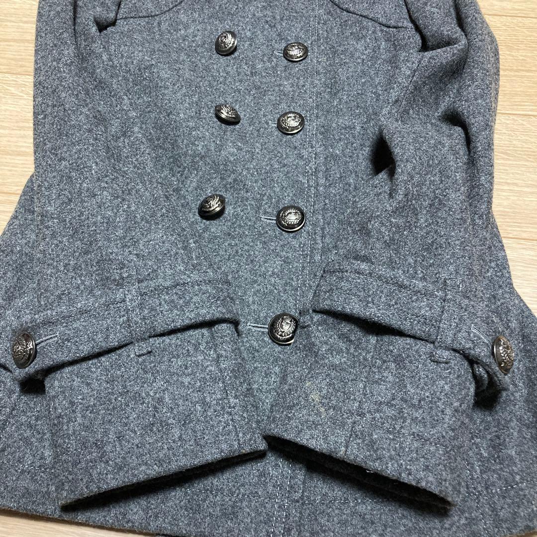 美品　バーバリーブルーレーベル　 Pコート ダブル ノバチェック38 銀ボタン