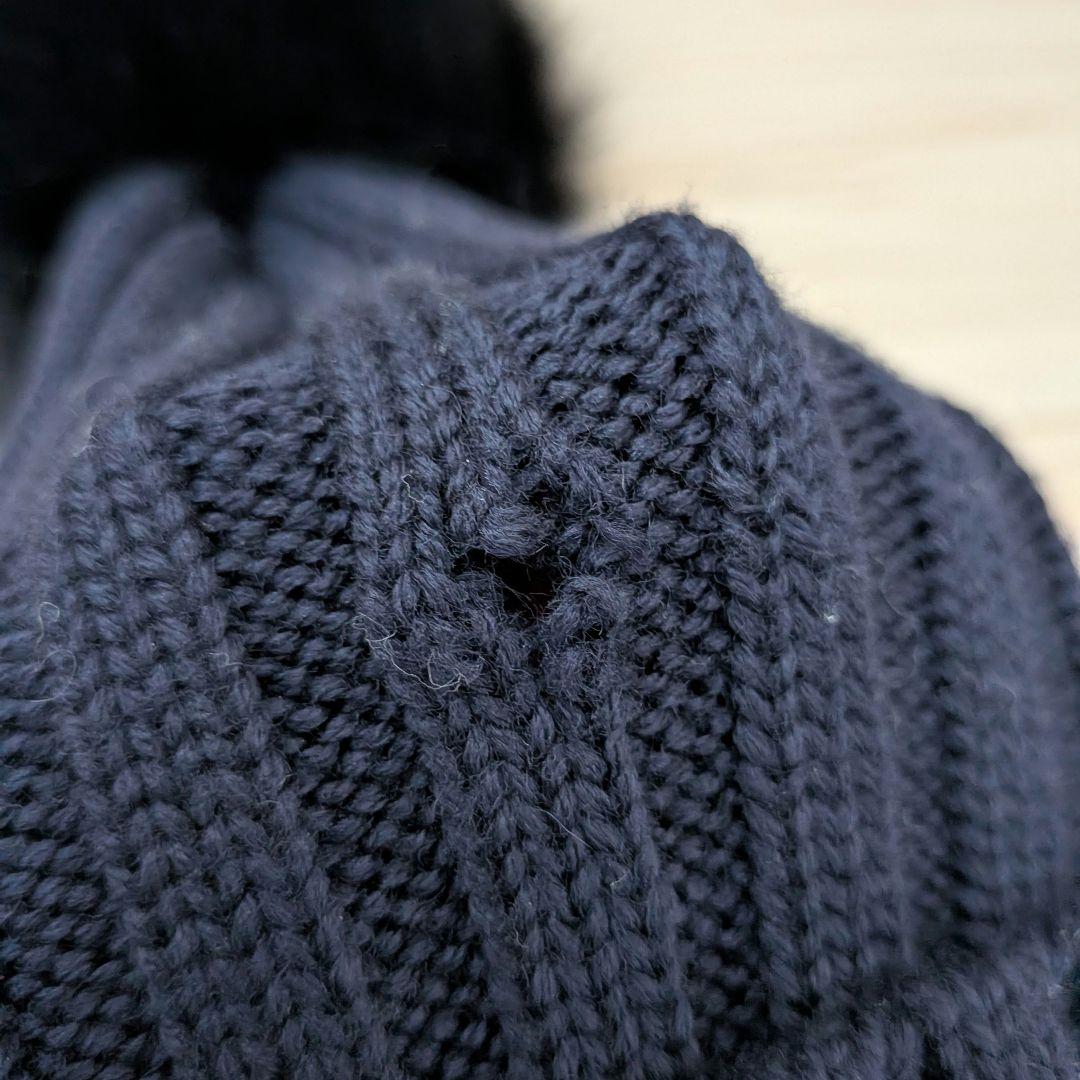 MONCLER ネイビー ニット帽 ファー付きポンポン