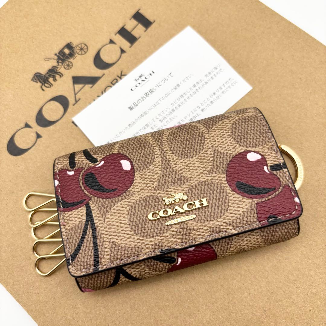 【COACH☆新品】☆ファイブ リング キー ケース・シグネチャー キャンバス☆