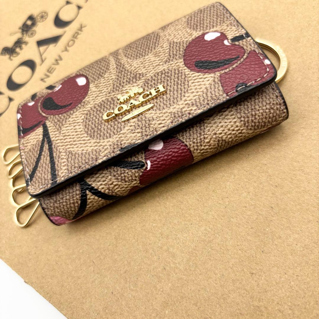 【COACH☆新品】☆ファイブ リング キー ケース・シグネチャー キャンバス☆