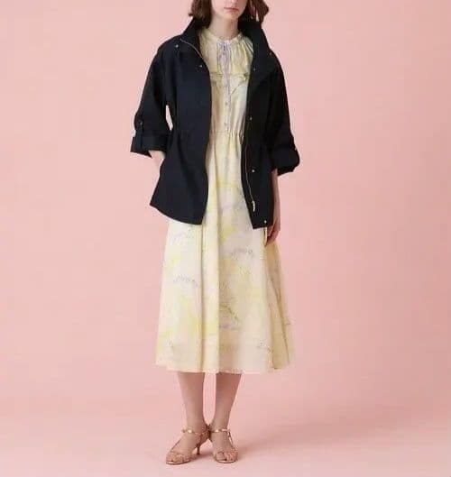 美品✨アナイ 25SS 撥水ツイルミドルスタンドコート 36 ネイビー