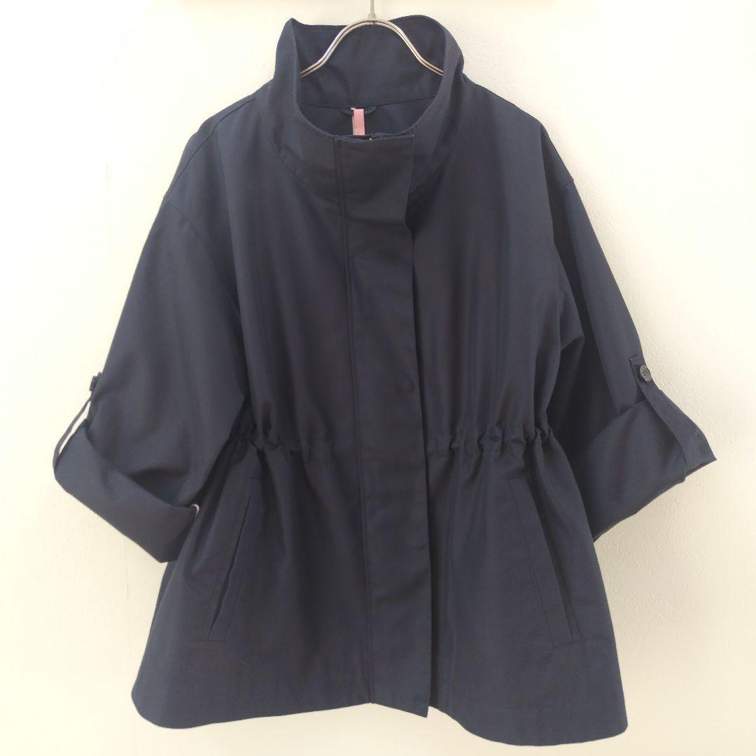 美品✨アナイ 25SS 撥水ツイルミドルスタンドコート 36 ネイビー