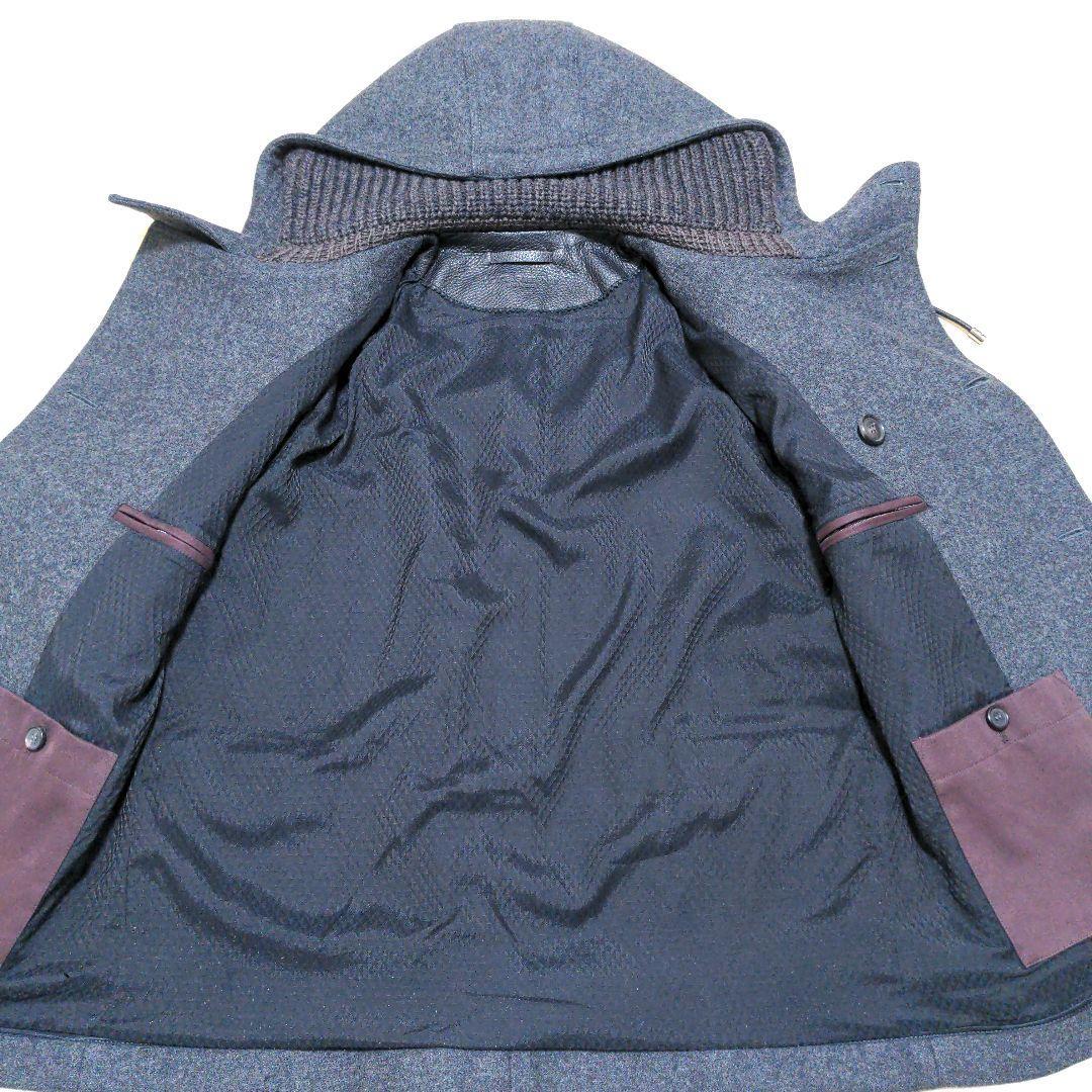 訳有 伊製 DOLCE & GABBANA エンブレムボタンフーデッドPコート