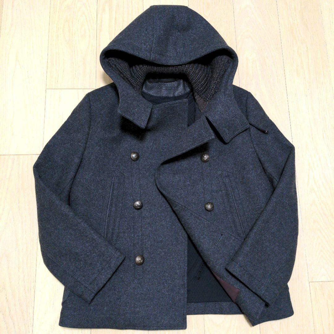 訳有 伊製 DOLCE & GABBANA エンブレムボタンフーデッドPコート