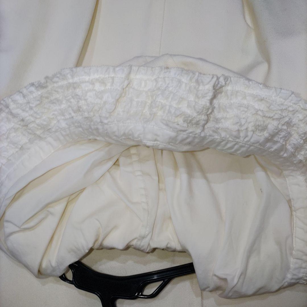 ワンダフルワールド　白　ピコフリル付のフード付　ロングコート　PH.KI.IG