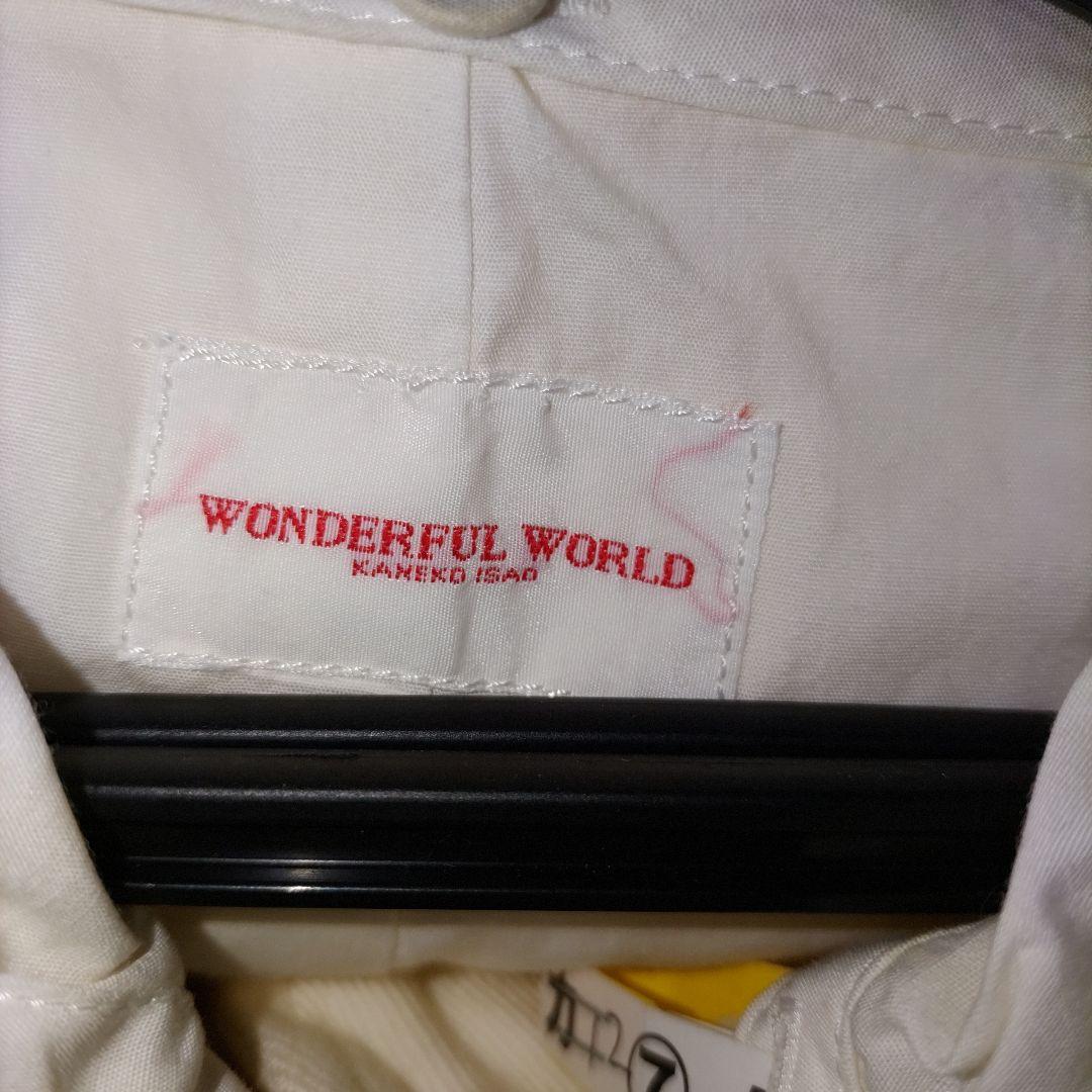 ワンダフルワールド　白　ピコフリル付のフード付　ロングコート　PH.KI.IG