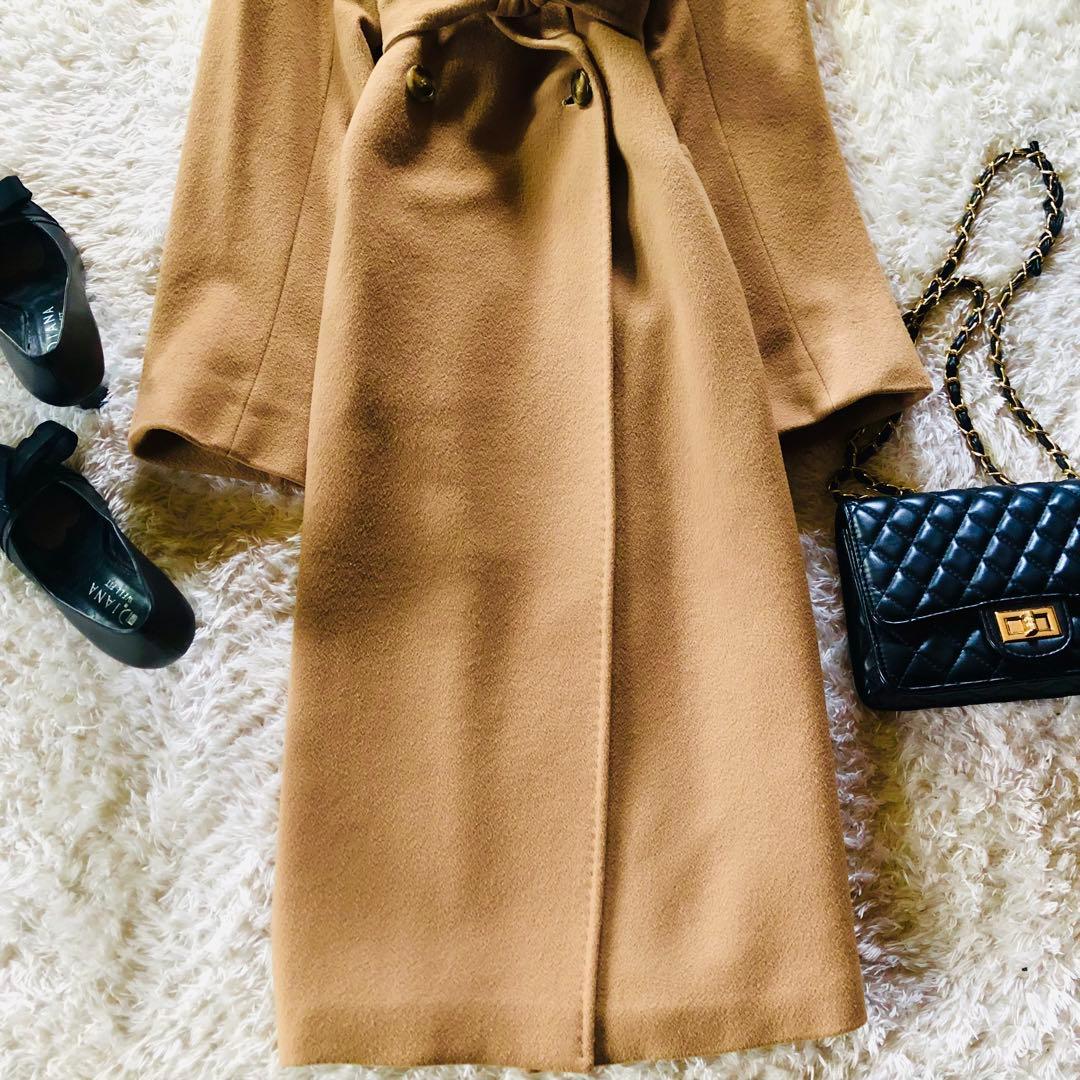 現行モデル✨美品 マックスマーラ ベルテッドコート ウール 女優襟 キャメル M