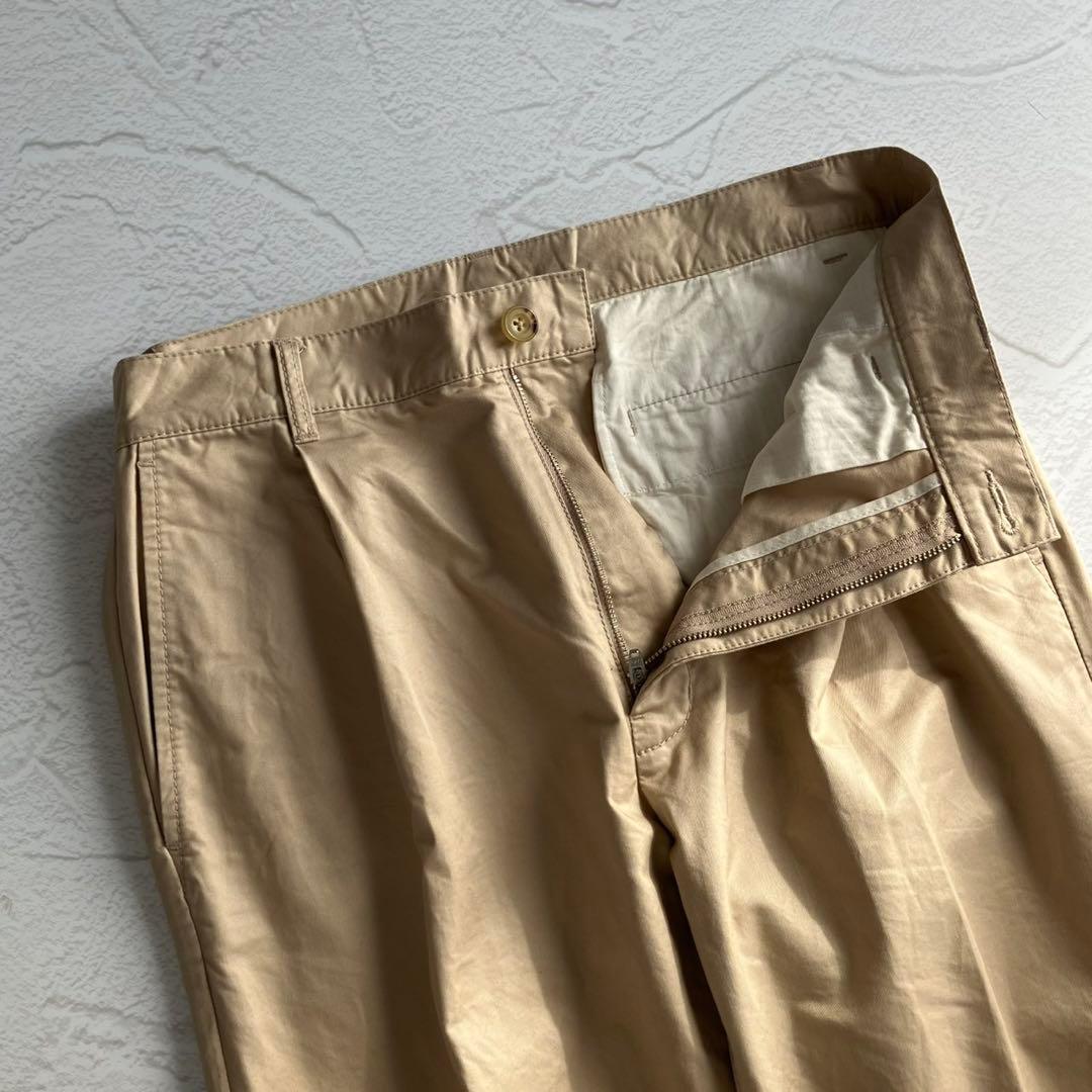 【極美品】ビームスプラス 1プリーツ チノ トラウザーズ ベージュ Lサイズ