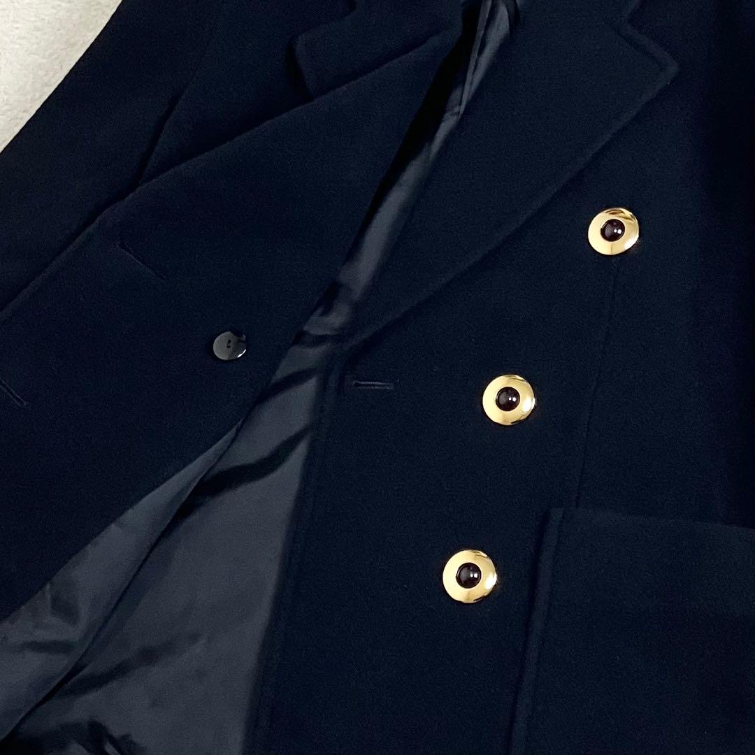 クリスチャンディオール　アンゴラ　ピーコート　ダブルブレスト　L 金ボタン　黒