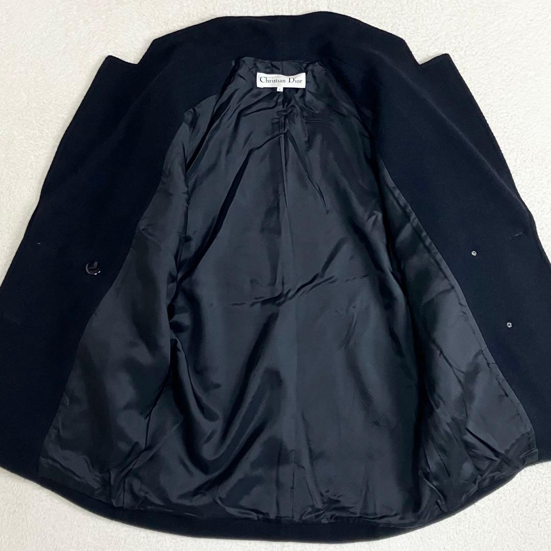 クリスチャンディオール　アンゴラ　ピーコート　ダブルブレスト　L 金ボタン　黒