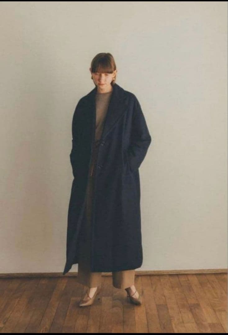 21AW WOOL DOWN LONG COATダウンコートネイビー　クラネ