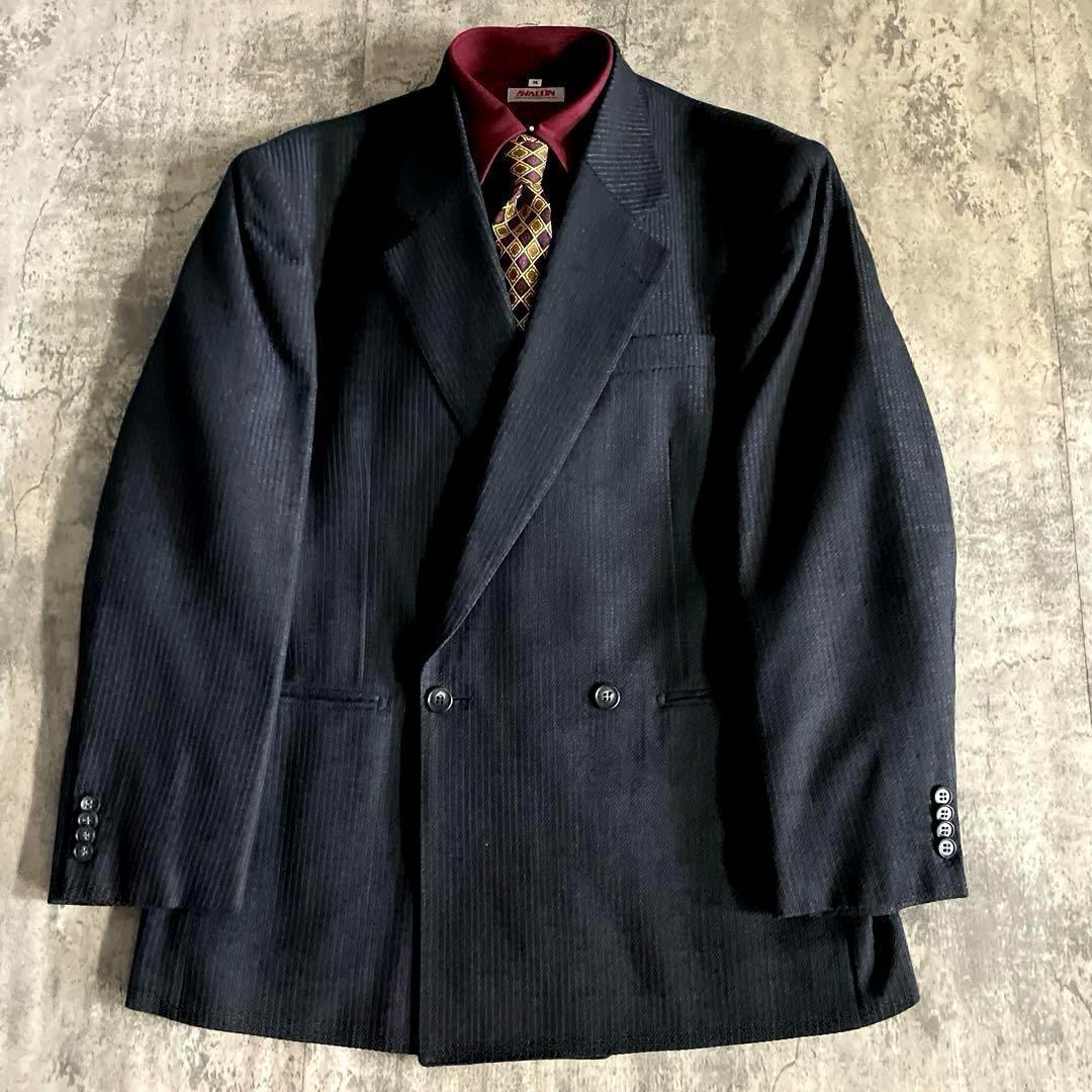 至高 極上カシミヤブレンド GUCCIネクタイ ウール ダブルスーツ XL LL