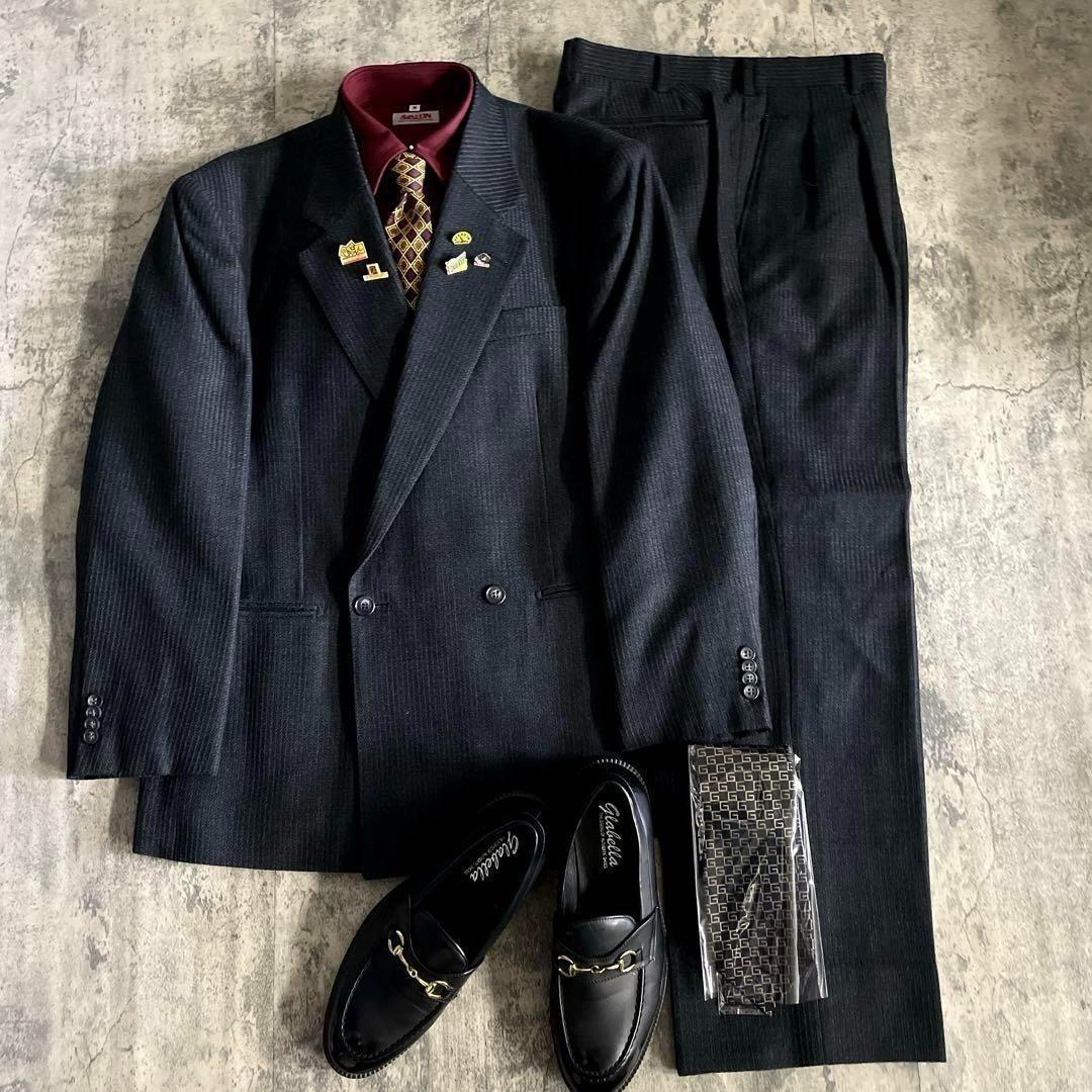 至高 極上カシミヤブレンド GUCCIネクタイ ウール ダブルスーツ XL LL