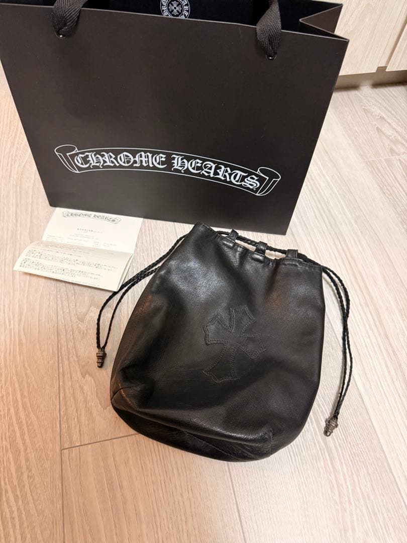 ★最安値★ クロムハーツ ドローストリングサック レザー巾着 ハンドバッグ