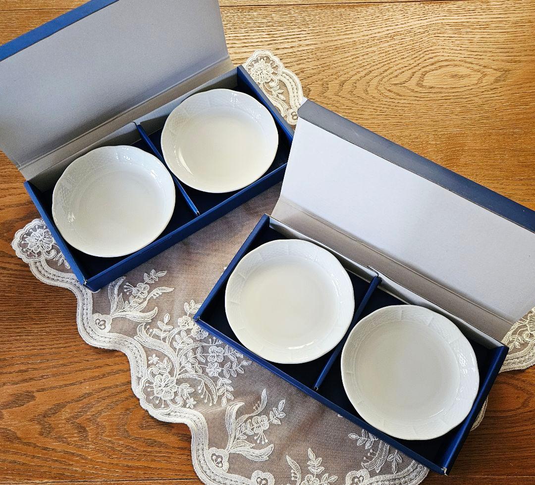 ナルナルリチャードジノリ ベッキオホワイト ディッシュラウンド S 4枚