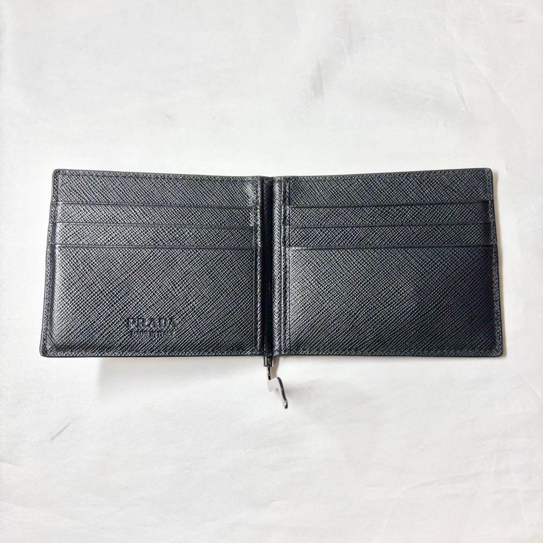 【未使用級】　PRADA マネークリップ　カードケース　メタルロゴ　サフィアーノ