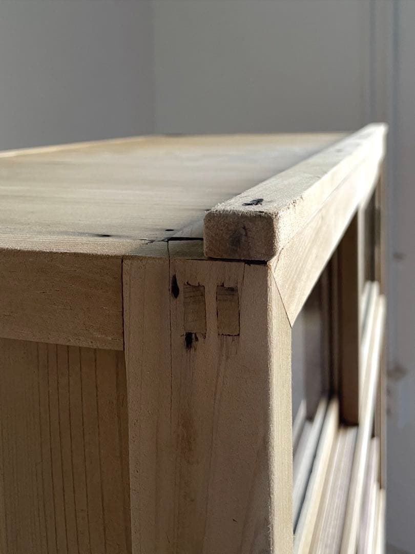 古いガラス戸棚　食器棚　レトロ　水屋　アンティーク　古道具