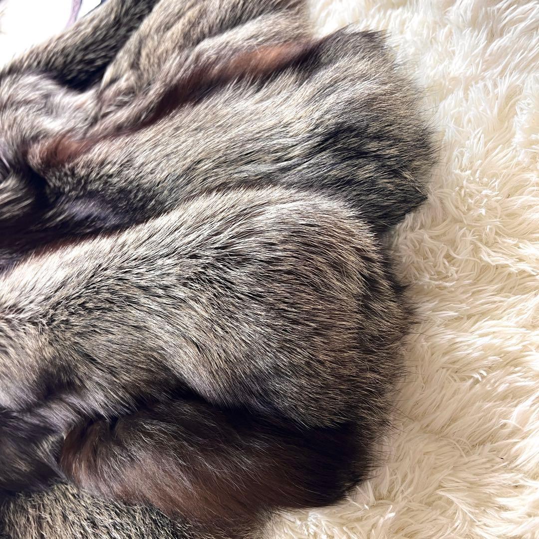 総丈87㎝ シルバーフォックス ファーコート XL相当 毛並み◎なめし柔らか