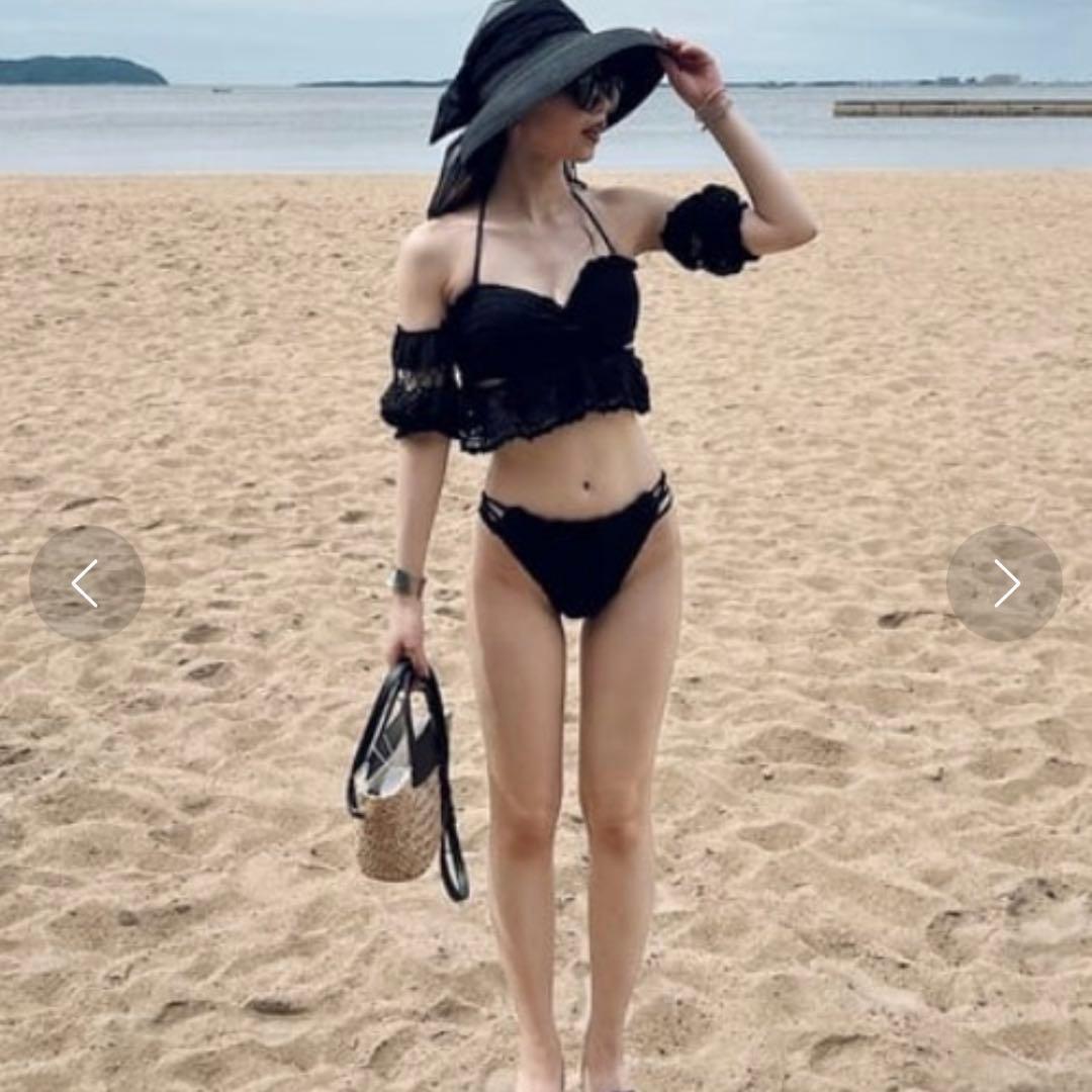 なっちょんさま rienda 水着 黒 Many wayオフショルビキニ