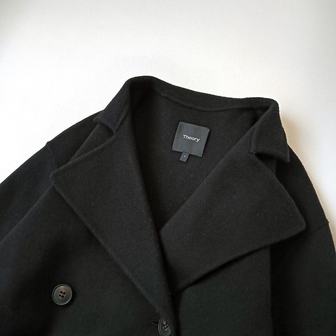 美品✨ 《セオリー》定価8万 カシミヤ混 ダブルブレストロングコート ベルト