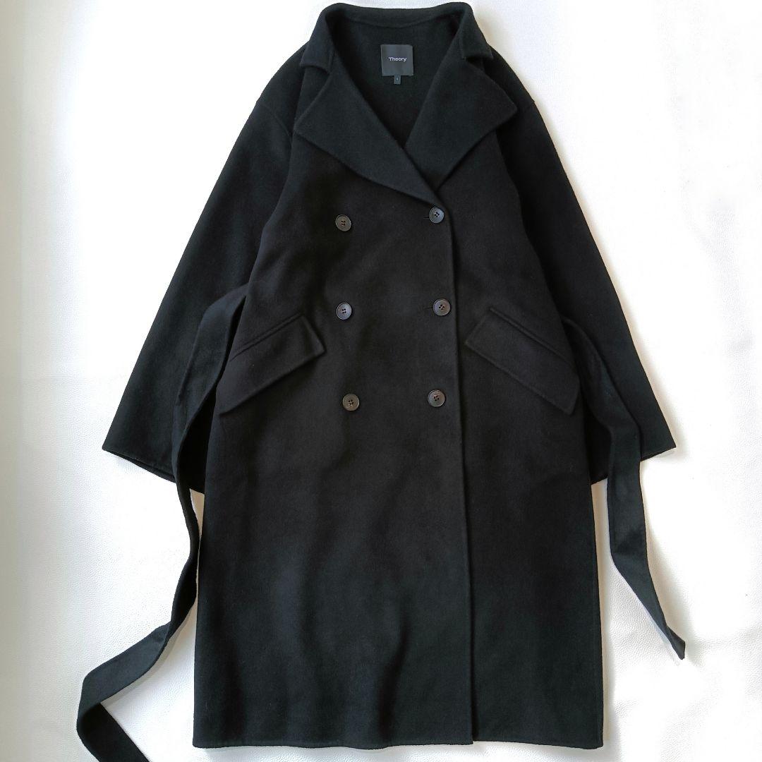 美品✨ 《セオリー》定価8万 カシミヤ混 ダブルブレストロングコート ベルト