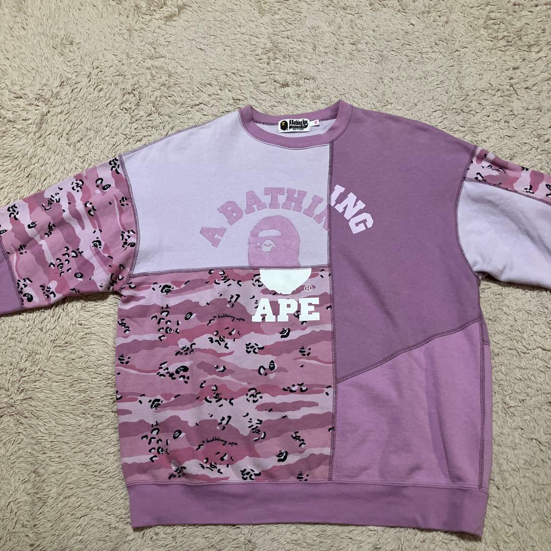 BAPE スウェット　パッチワーク　ピンク　LANA LEX ヒップホップ