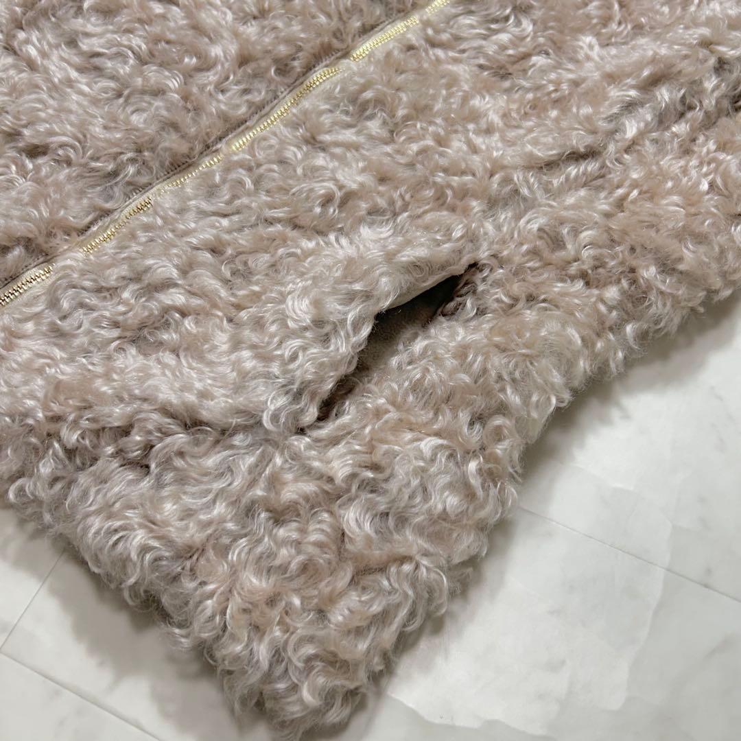 美品✨自由区 テディファー ダウンベスト モヘヤ ベージュ 40