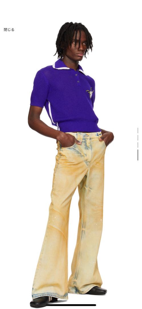 トップス EGONLAB KN002B KNIT POLO-SHIRT NAVY BLUE