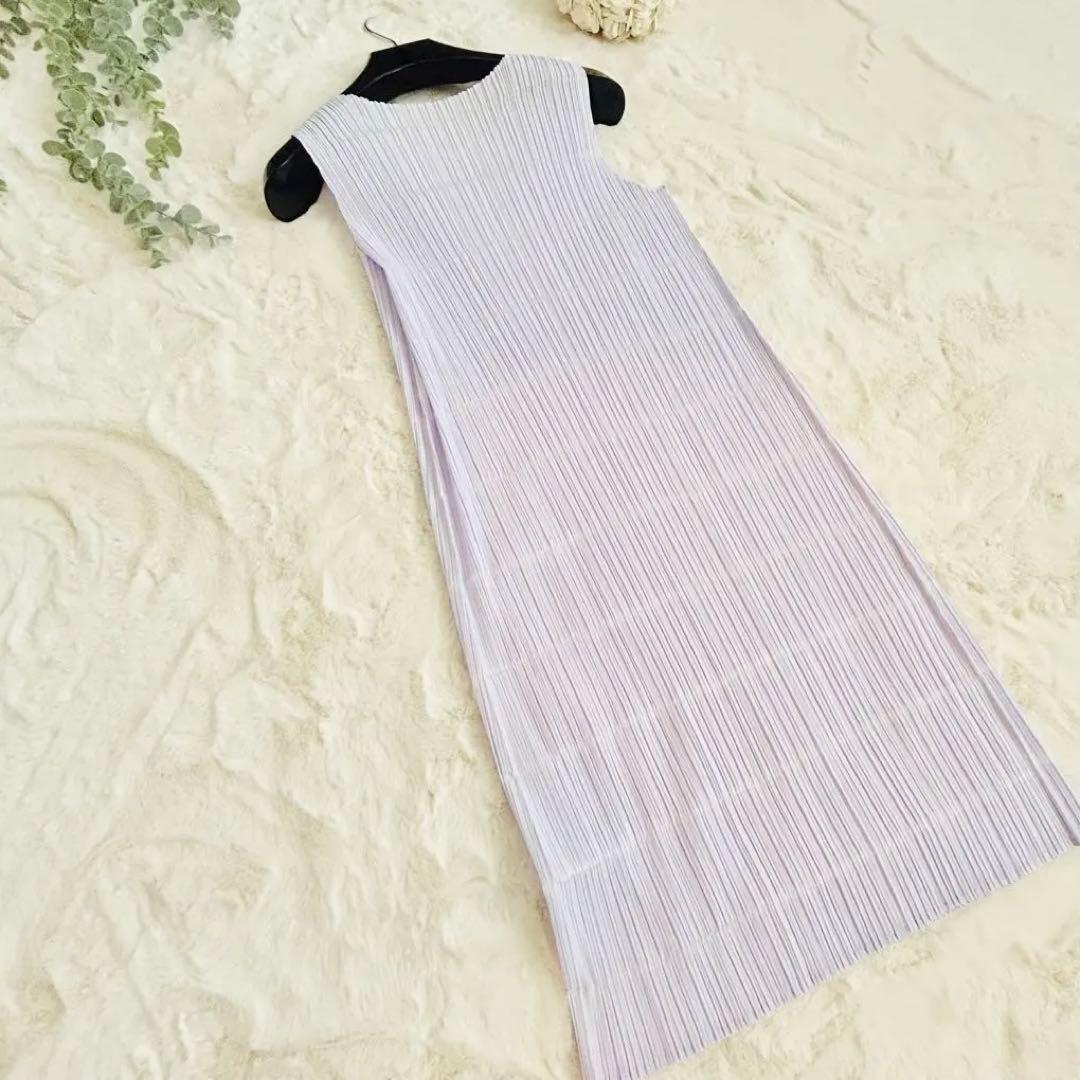 未使用❤️近年✨プリーツプリーズ ノースリーブ チュニック パープル春色