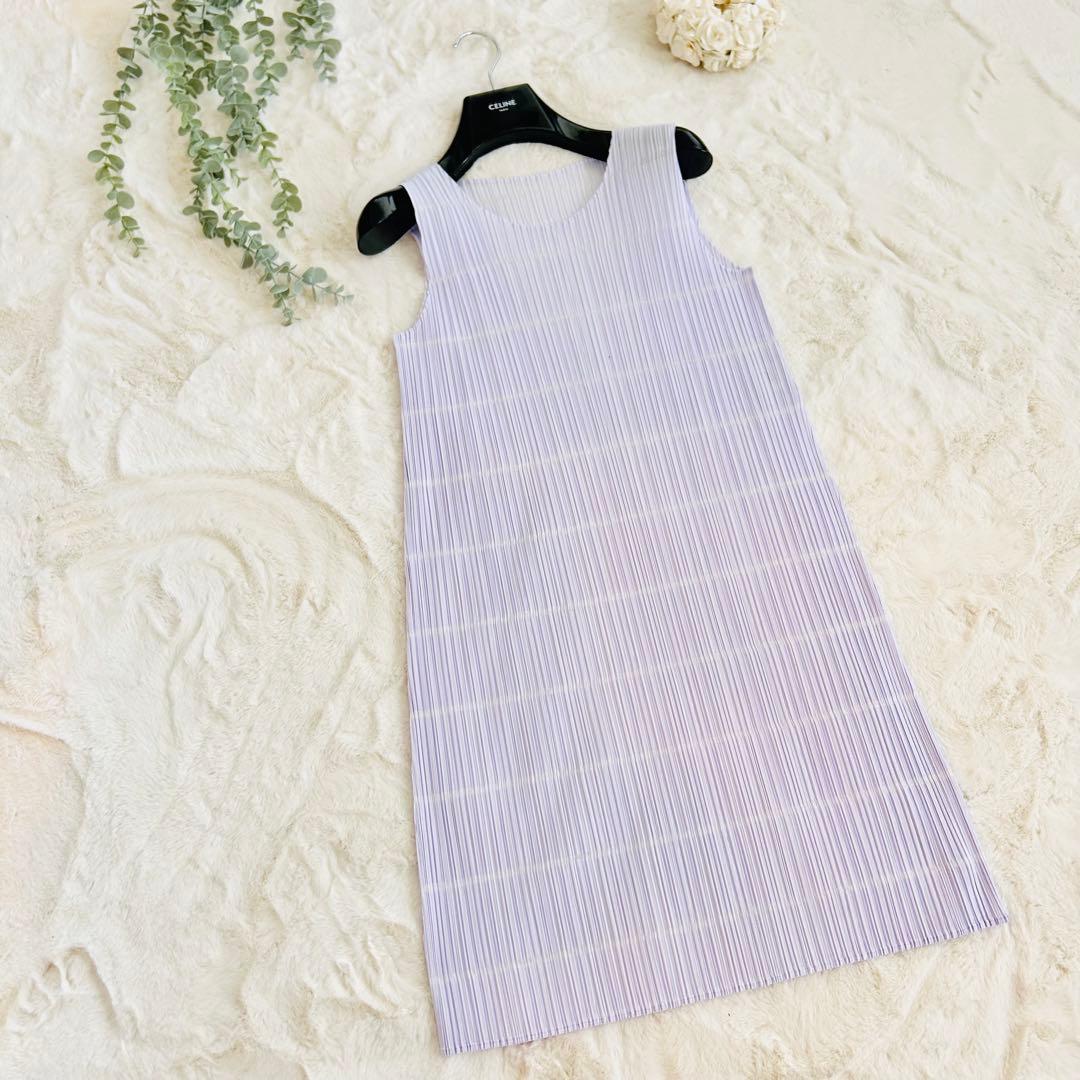 未使用❤️近年✨プリーツプリーズ ノースリーブ チュニック パープル春色