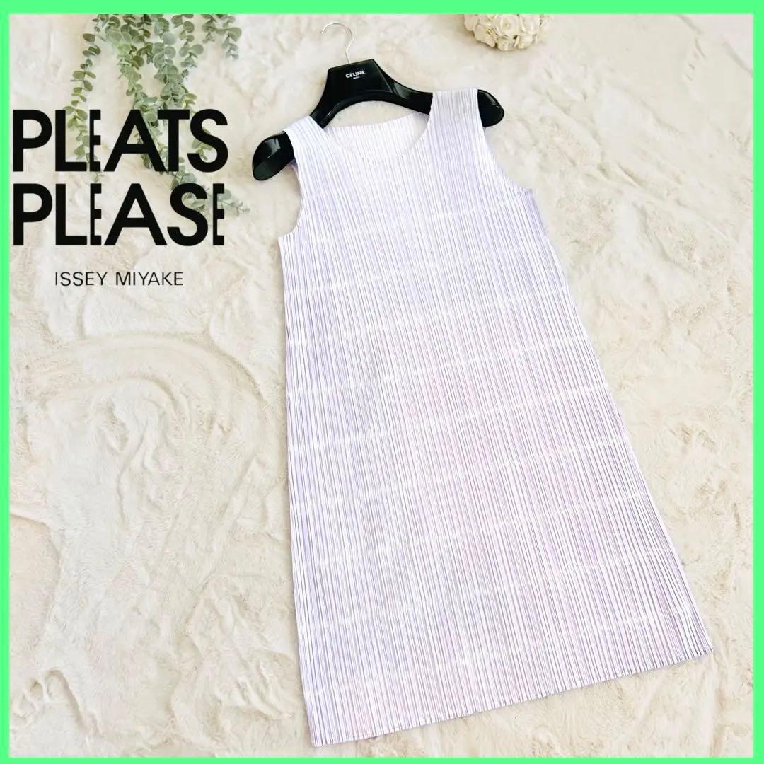 未使用❤️近年✨プリーツプリーズ ノースリーブ チュニック パープル春色