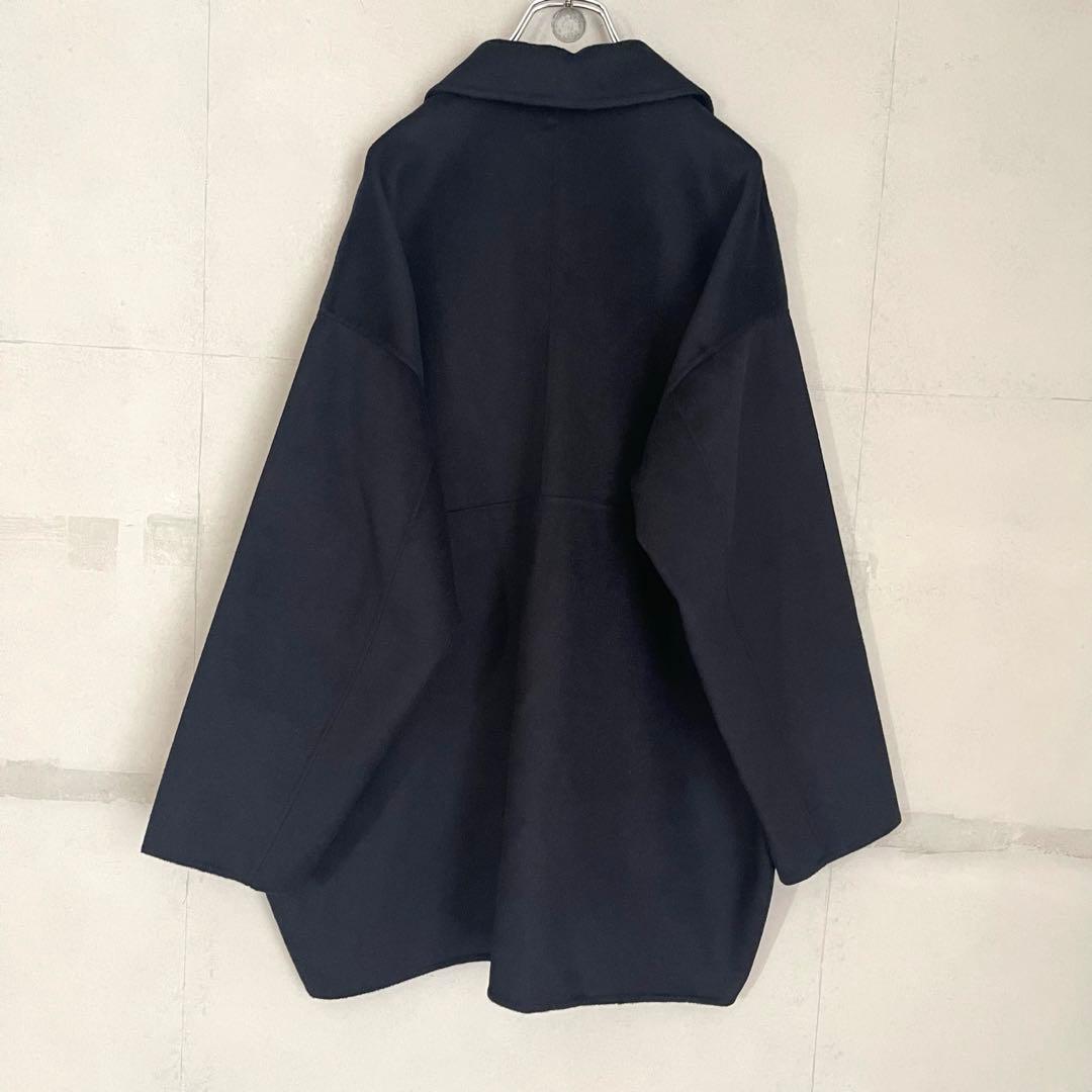 【美品】かぐれ　kagure ウールステンカラーショートコート　ネイビー