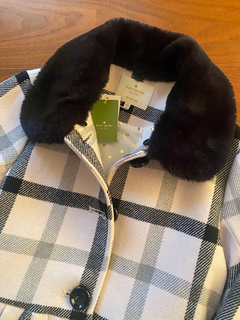 新品kate spadeケイトスペード150チェック柄ウールコート