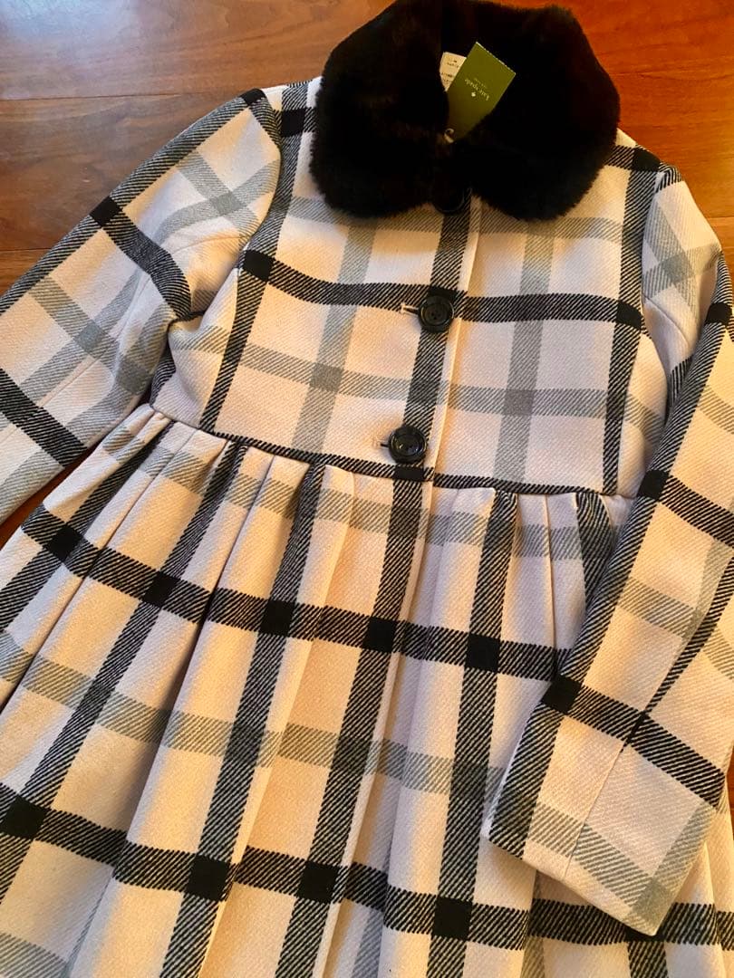 新品kate spadeケイトスペード150チェック柄ウールコート