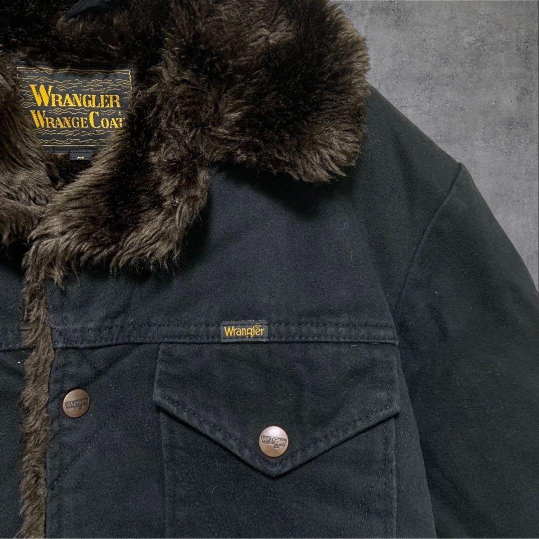 【w867】90s Wrangler ランチコート ジャケット ファー ブラック